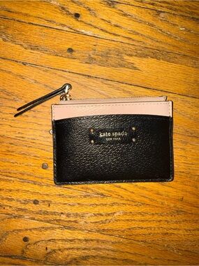 kate spade Black and Blush Leather Card Holder with Wristlet